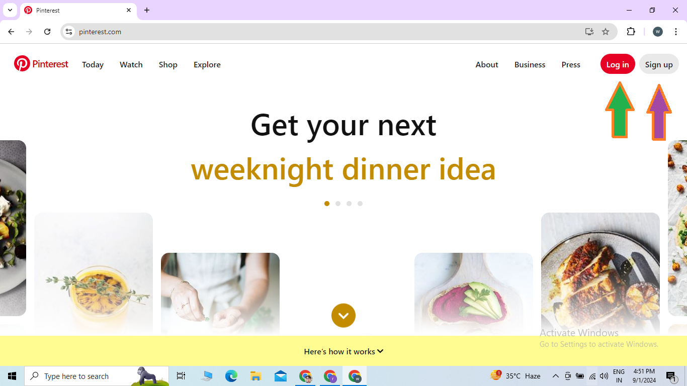 Pinterest homepage